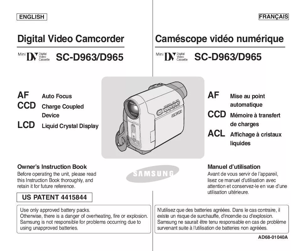 Mode d'emploi SAMSUNG SC-D963