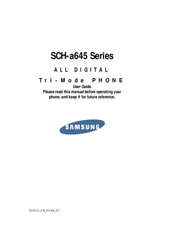 Mode d'emploi SAMSUNG SCH-A645