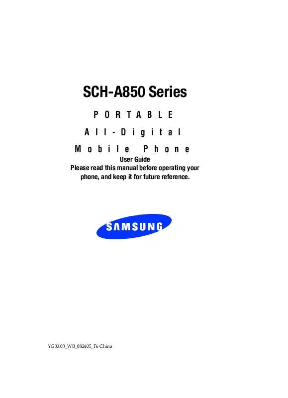 Mode d'emploi SAMSUNG SCH-A850