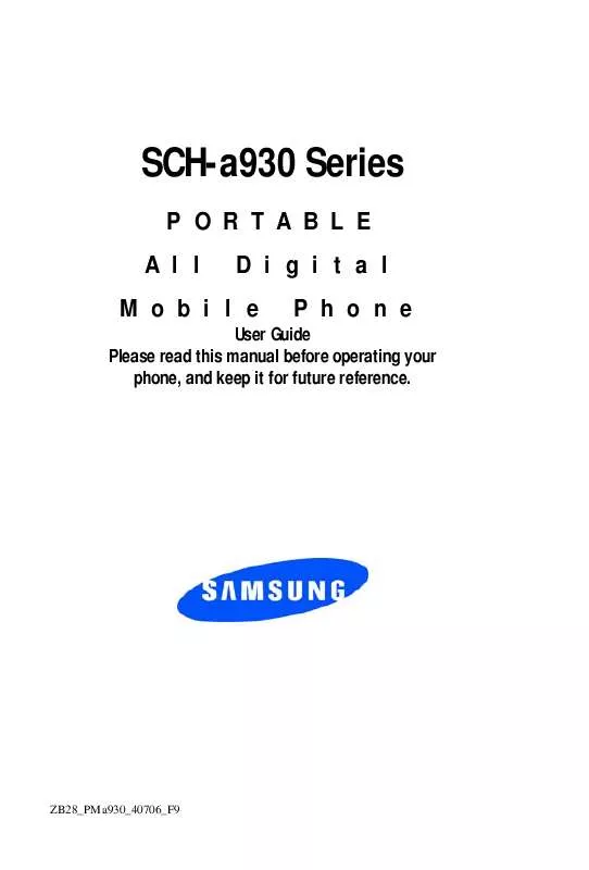 Mode d'emploi SAMSUNG SCH-A930