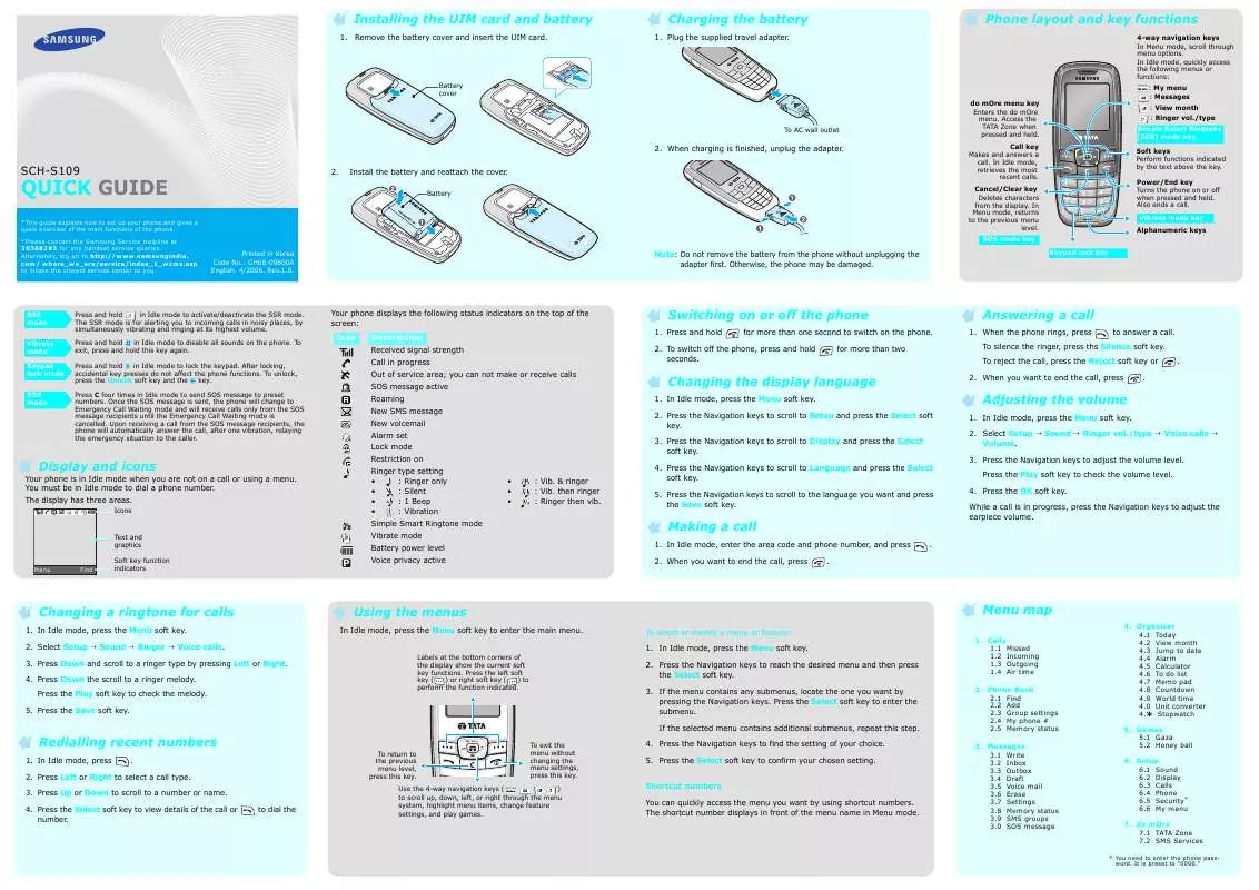 Mode d'emploi SAMSUNG SCH-S109