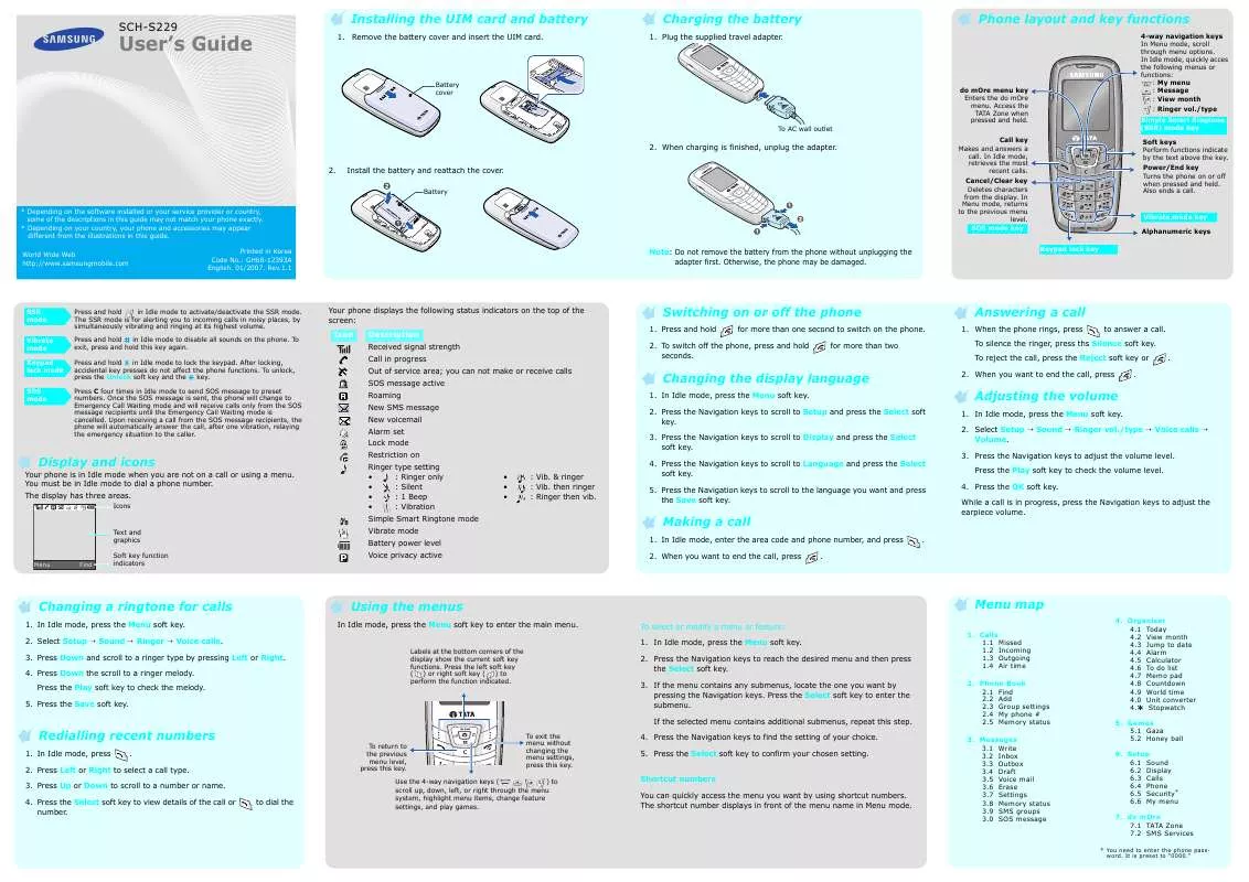 Mode d'emploi SAMSUNG SCH-S229