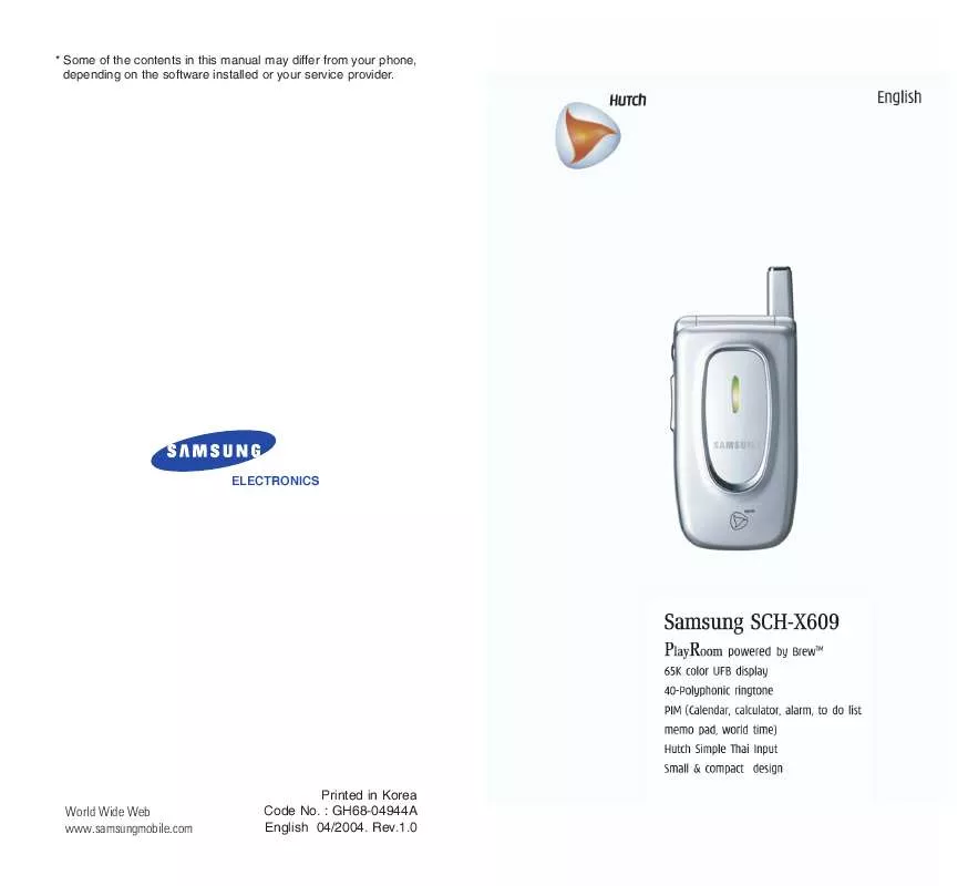 Mode d'emploi SAMSUNG SCH-X609