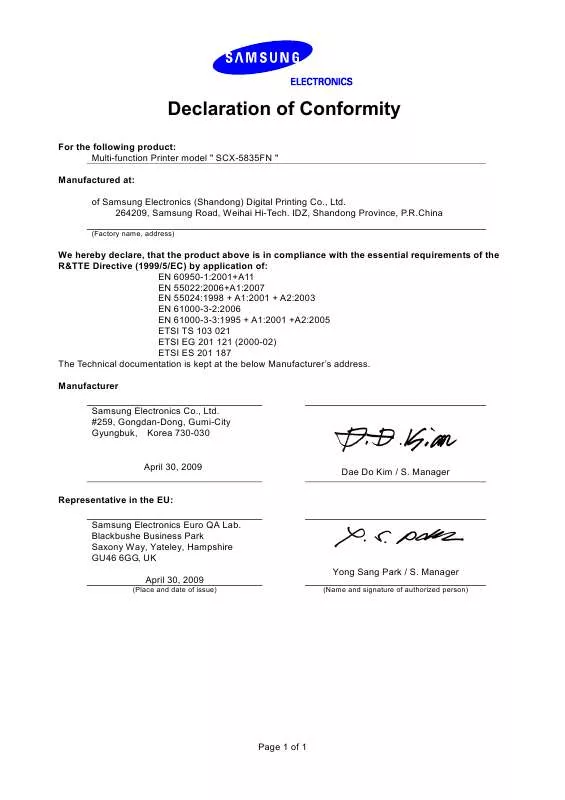 Mode d'emploi SAMSUNG SCX-5835FN/SIT