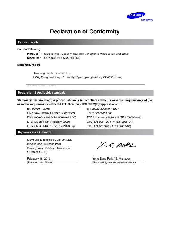 Mode d'emploi SAMSUNG SCX-8030ND