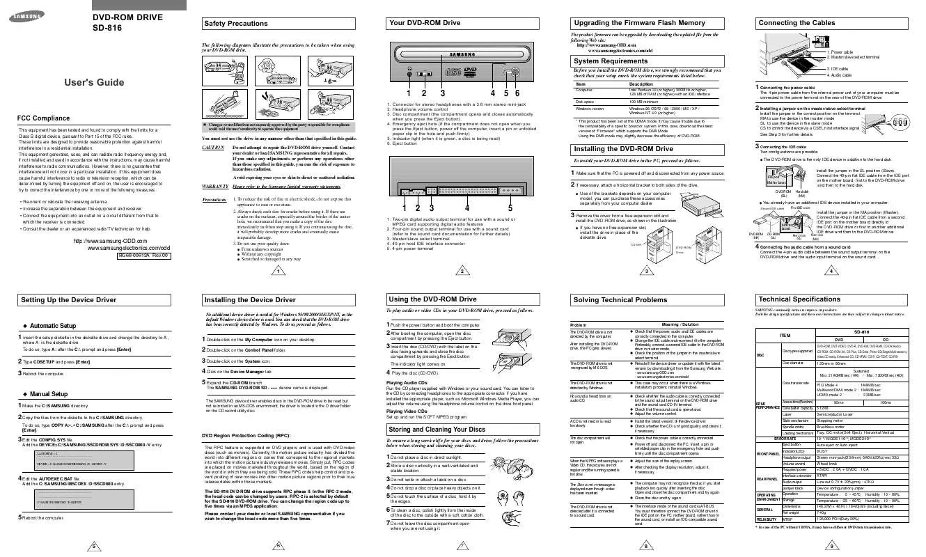 Mode d'emploi SAMSUNG SD-816B