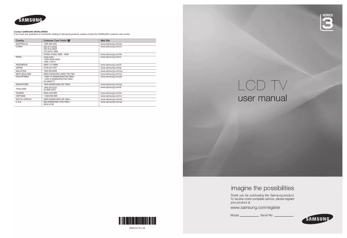 Mode d'emploi SAMSUNG SERIES 3 22 INCH (LA22B350)