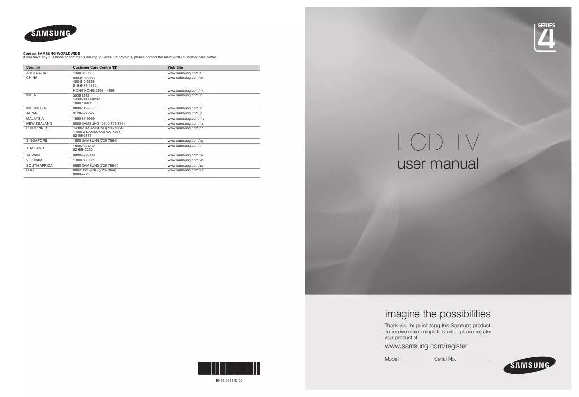 Mode d'emploi SAMSUNG SERIES 4 22 INCH (LA22B450)