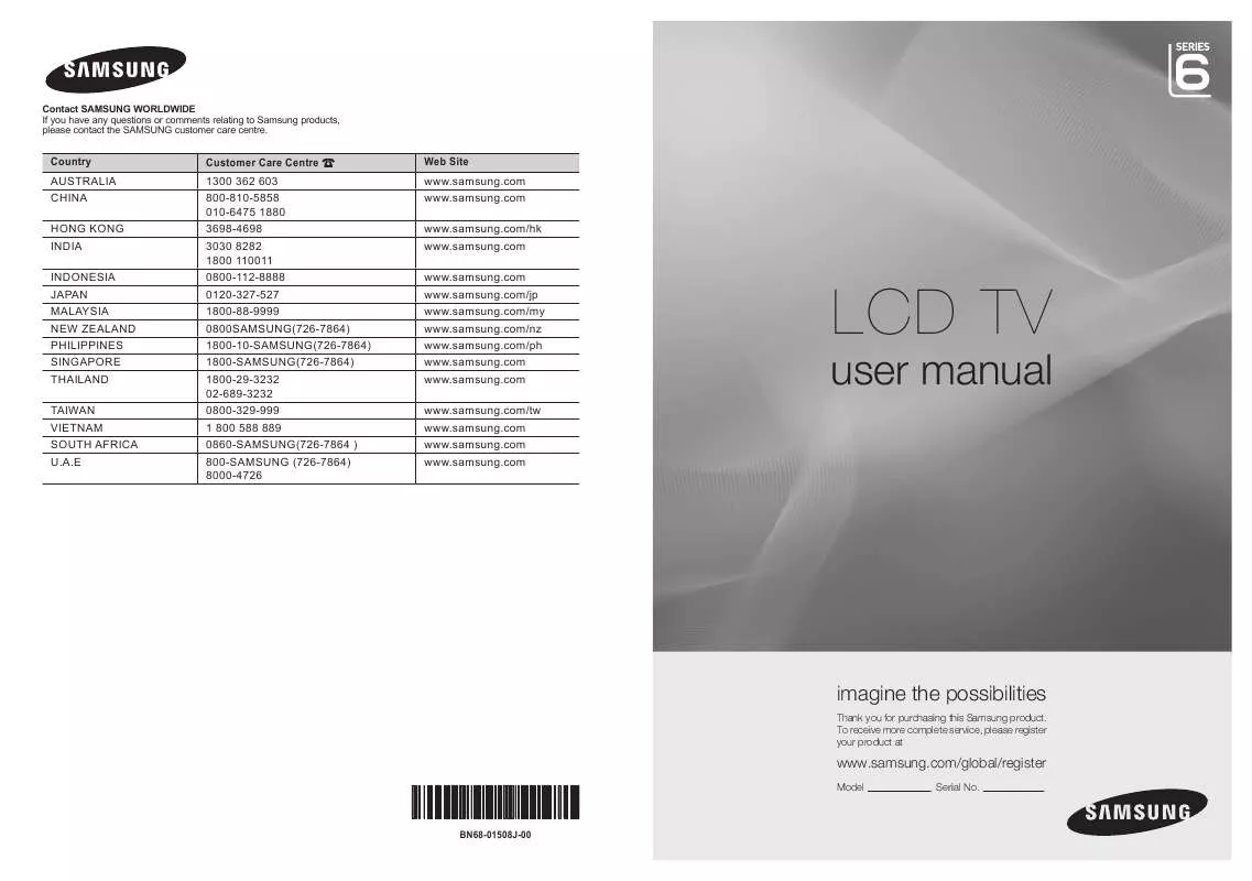 Mode d'emploi SAMSUNG SERIES 6 40INCH (LA40A610)