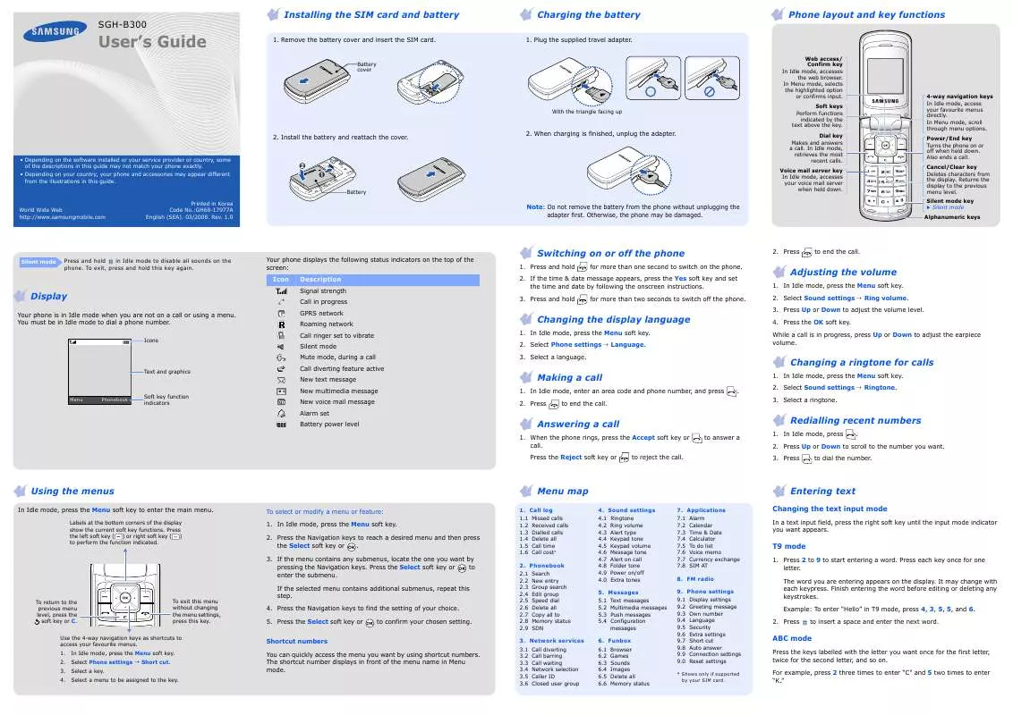 Mode d'emploi SAMSUNG SGH-B300