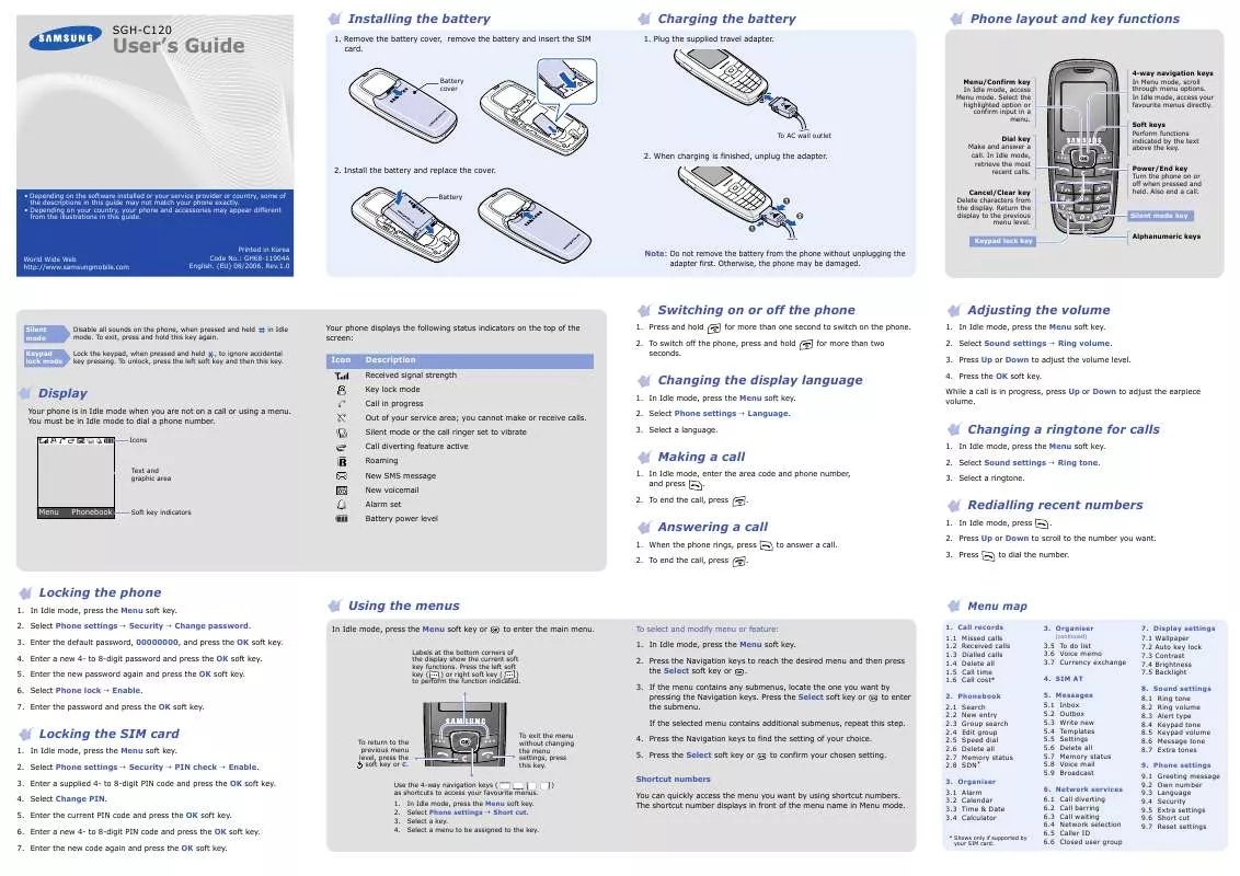 Mode d'emploi SAMSUNG SGH-C120