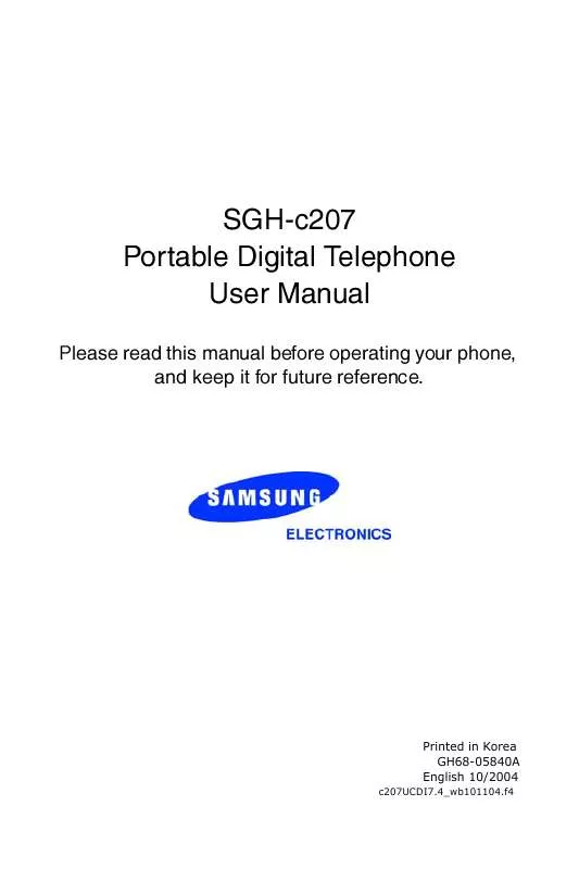 Mode d'emploi SAMSUNG SGH-C207