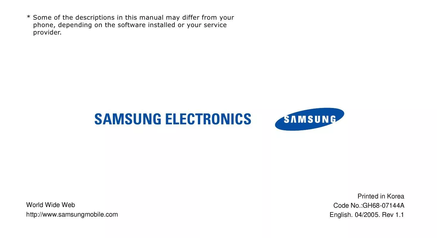 Mode d'emploi SAMSUNG SGH-C210T