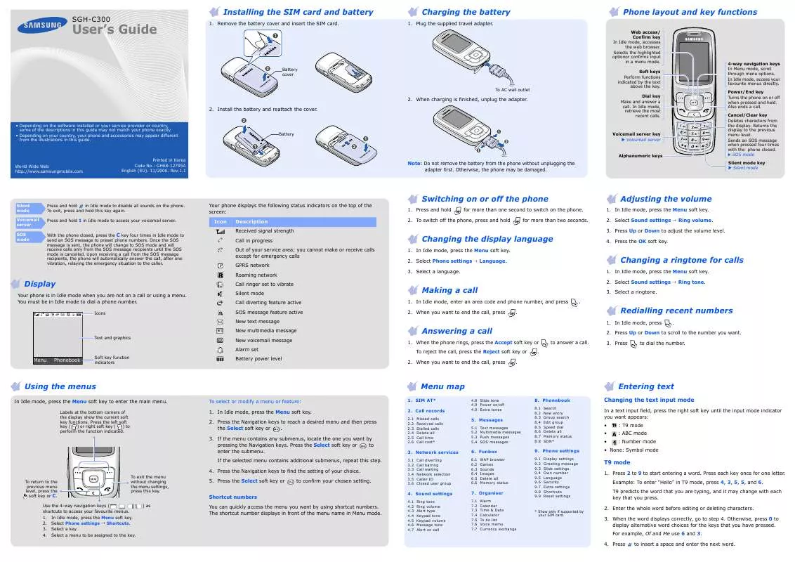 Mode d'emploi SAMSUNG SGH-C300