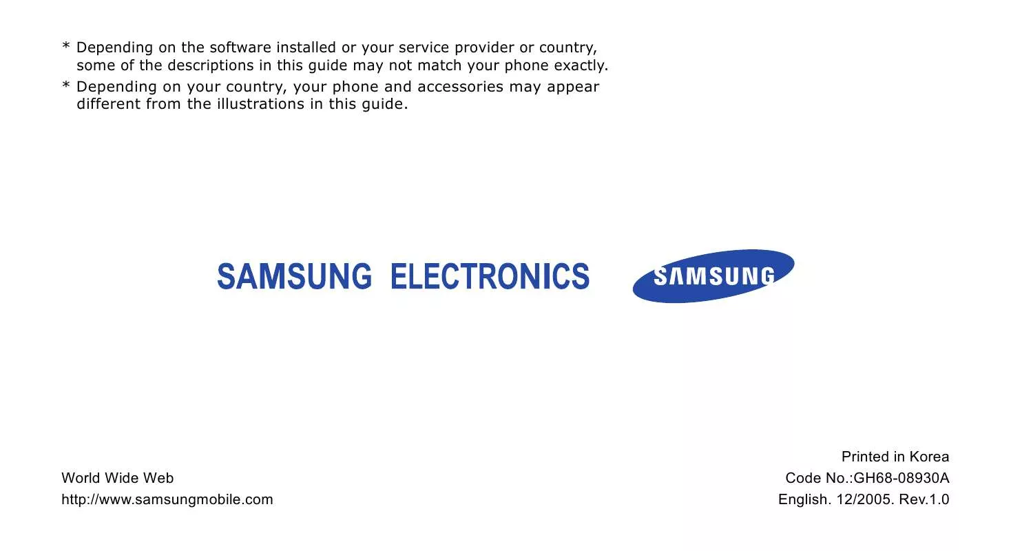 Mode d'emploi SAMSUNG SGH-D510