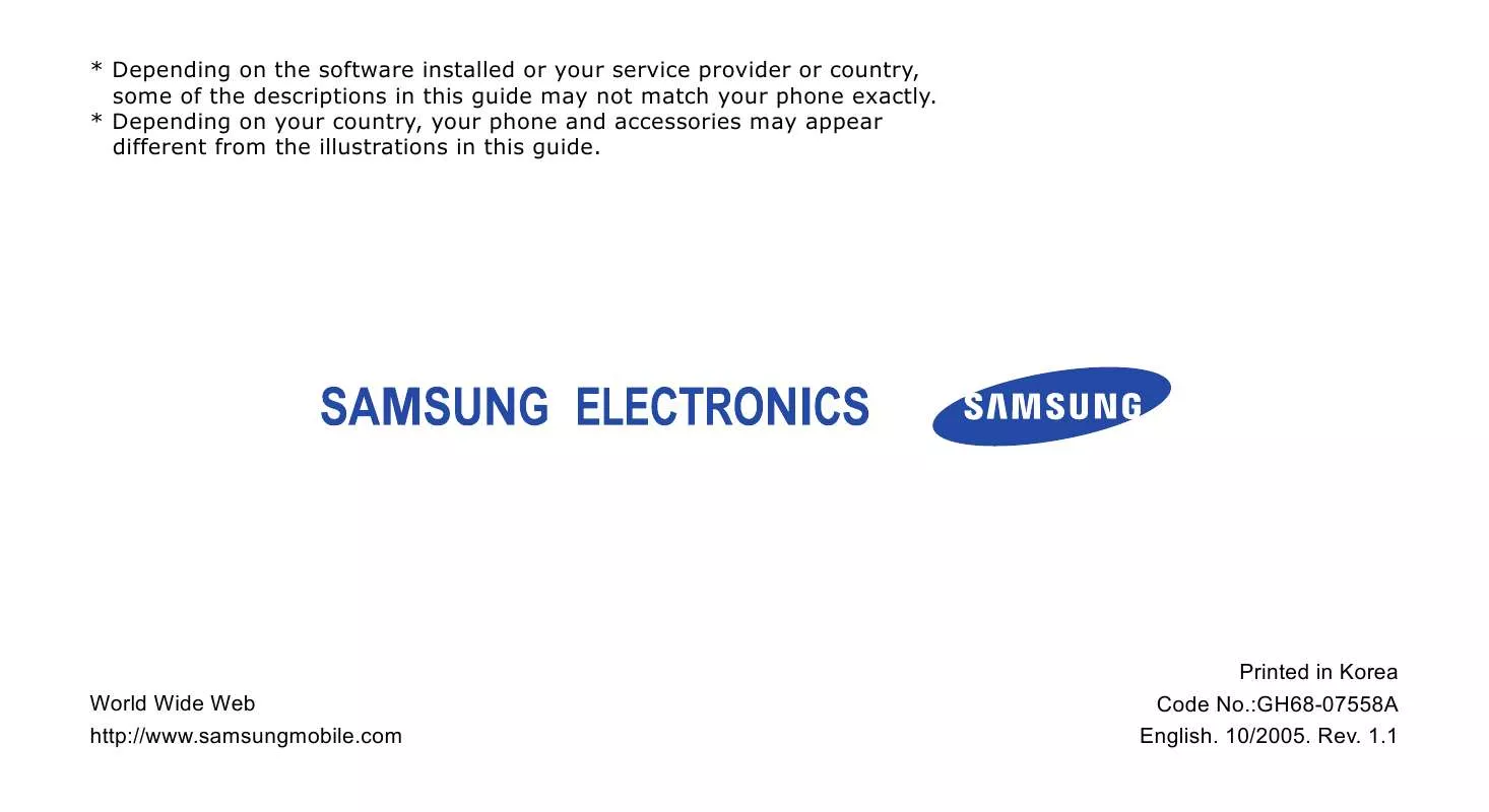 Mode d'emploi SAMSUNG SGH-D600