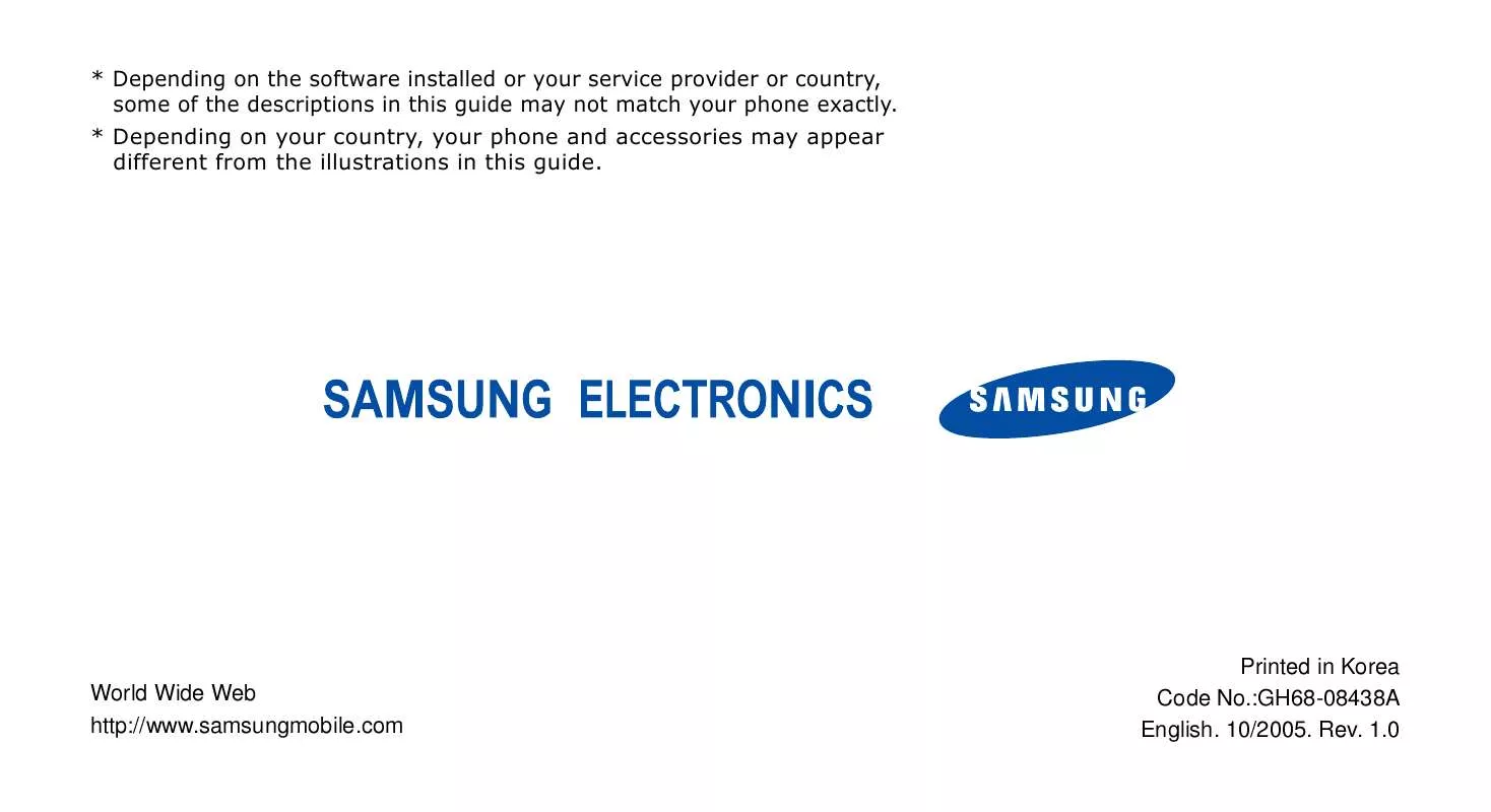 Mode d'emploi SAMSUNG SGH-D608