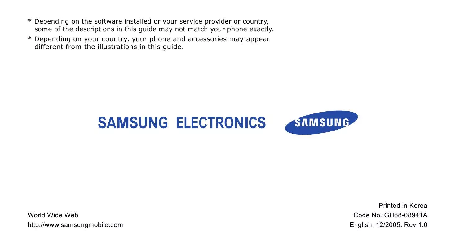 Mode d'emploi SAMSUNG SGH-D800