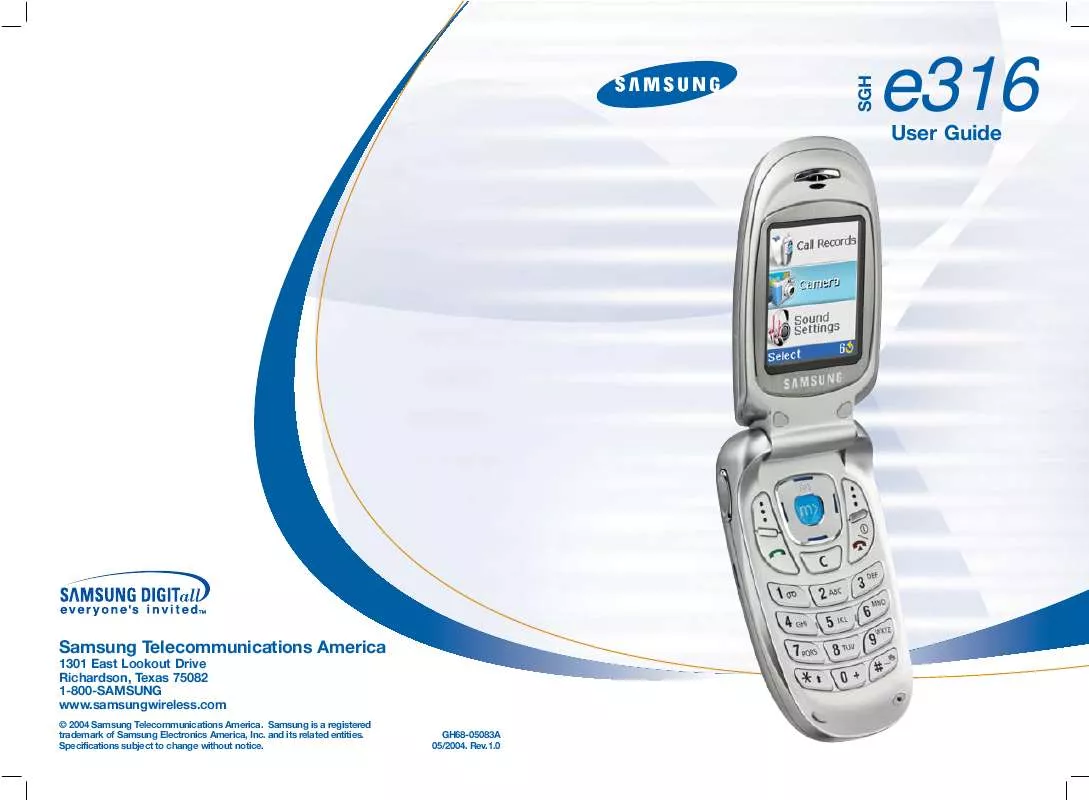 Mode d'emploi SAMSUNG SGH-E316