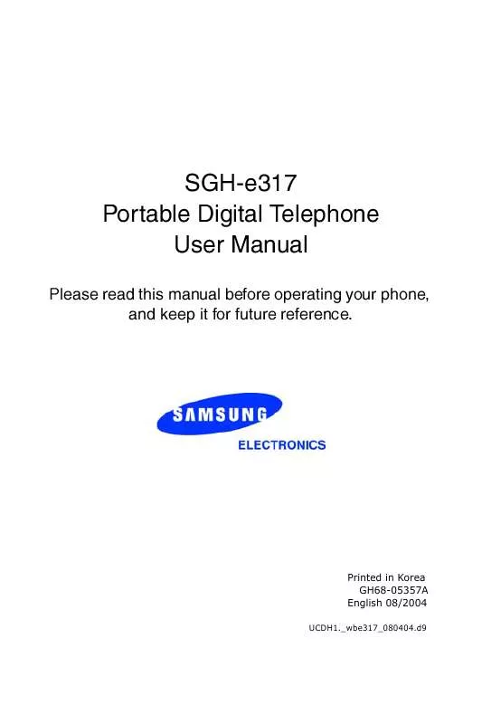 Mode d'emploi SAMSUNG SGH-E317