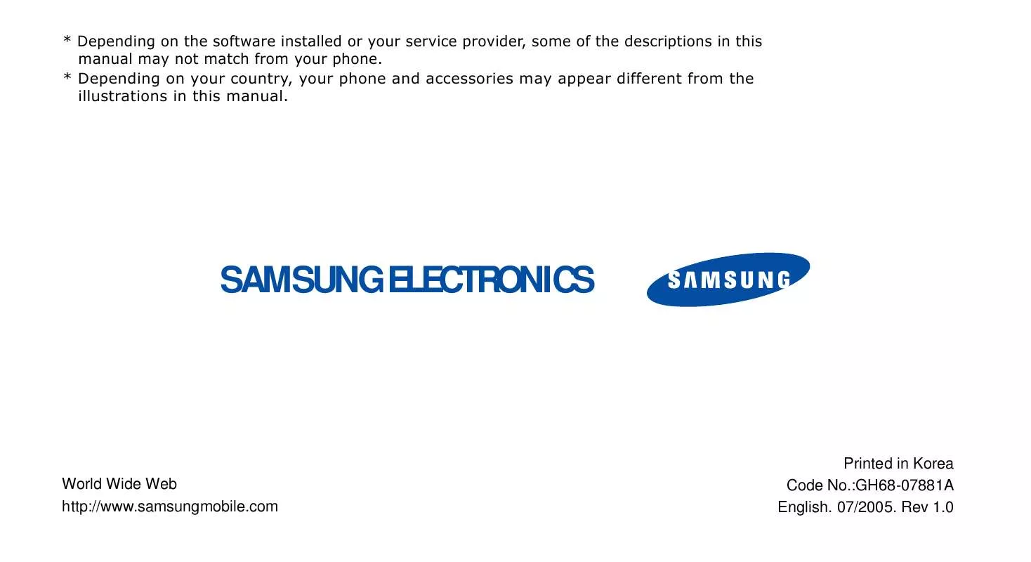 Mode d'emploi SAMSUNG SGH-E340