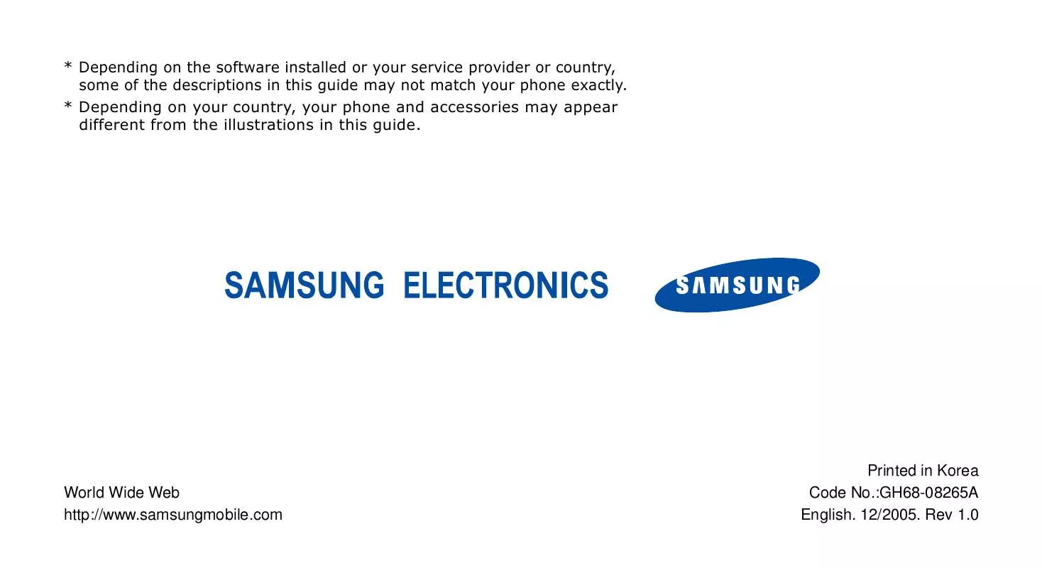 Mode d'emploi SAMSUNG SGH-E360