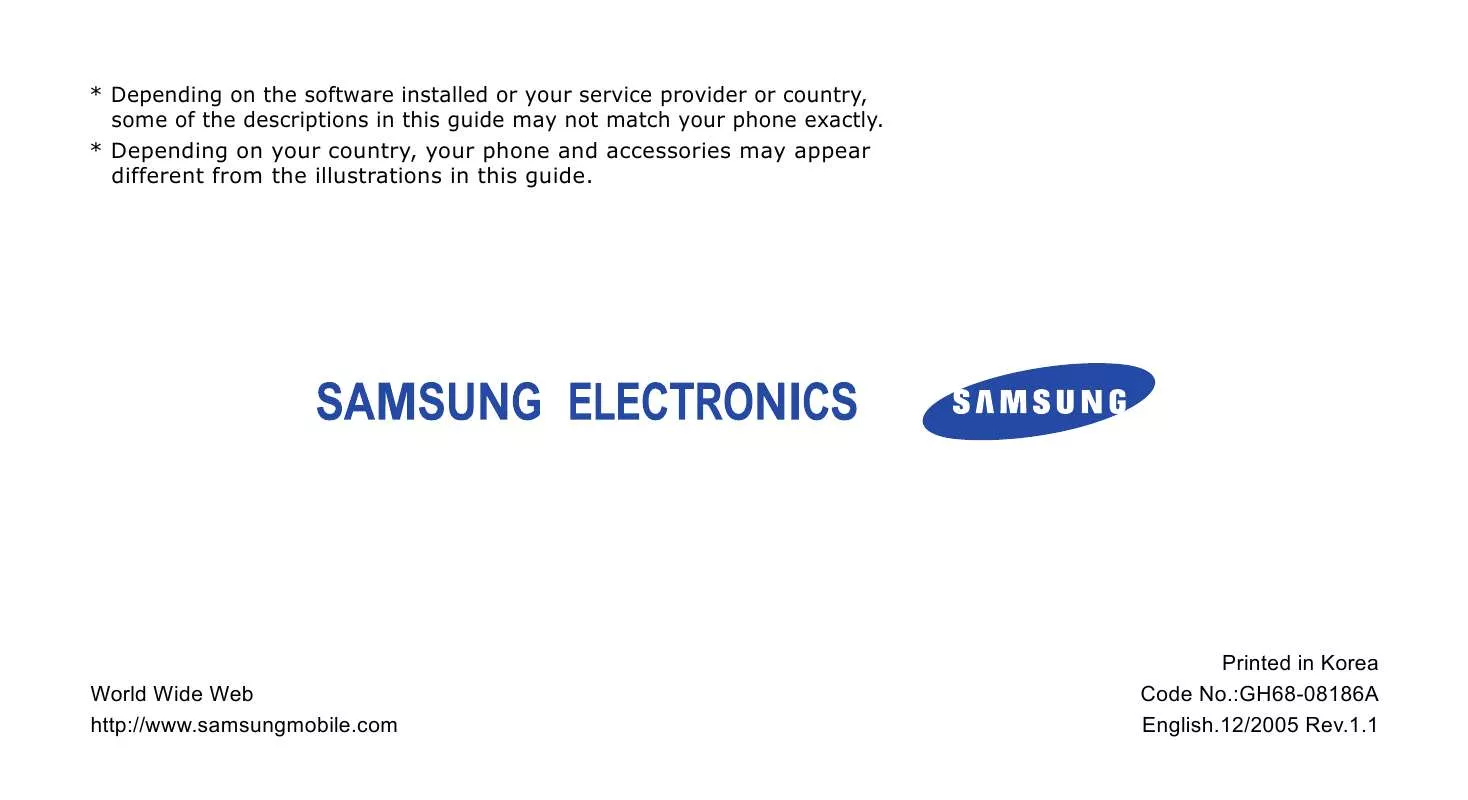 Mode d'emploi SAMSUNG SGH-E360S