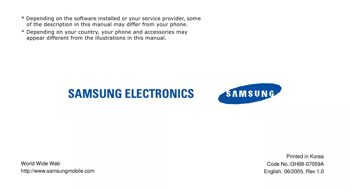 Mode d'emploi SAMSUNG SGH-E730S