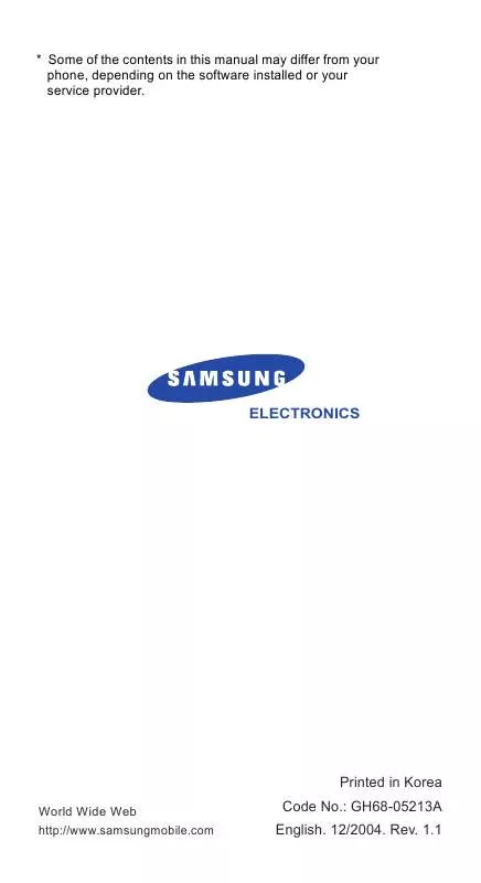 Mode d'emploi SAMSUNG SGH-E820