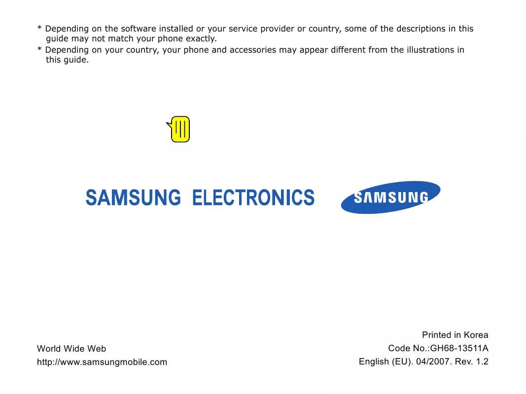 Mode d'emploi SAMSUNG SGH-F300