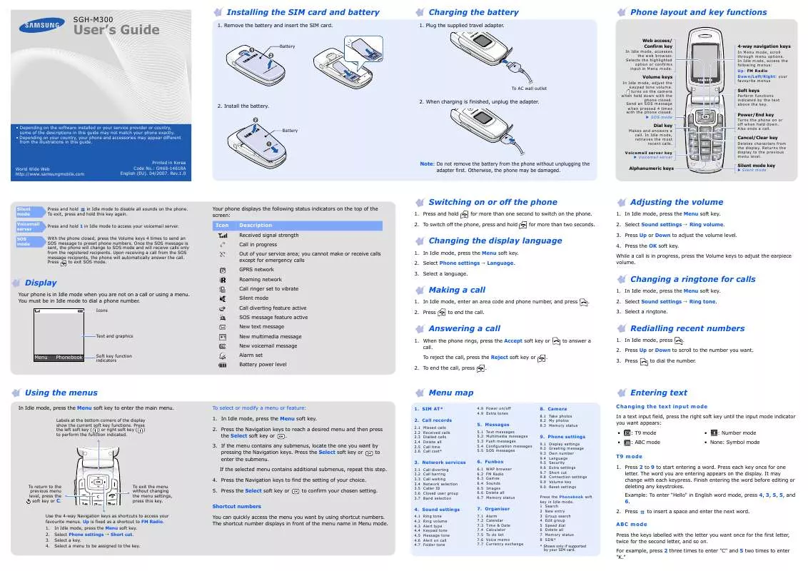 Mode d'emploi SAMSUNG SGH-M300