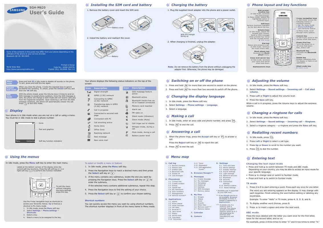 Mode d'emploi SAMSUNG SGH-M620