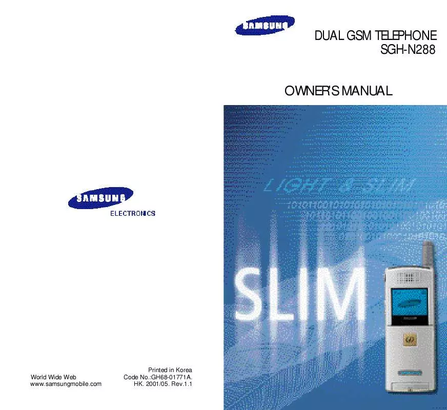 Mode d'emploi SAMSUNG SGH-N288AA