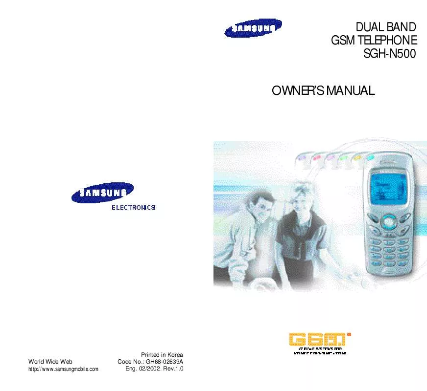 Mode d'emploi SAMSUNG SGH-N500DA