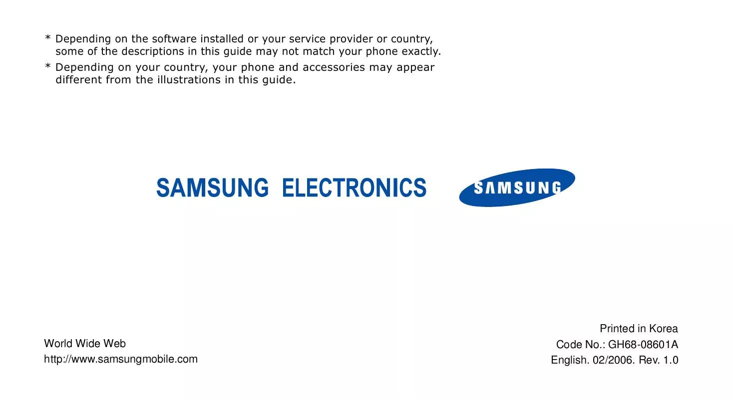 Mode d'emploi SAMSUNG SGH-P300