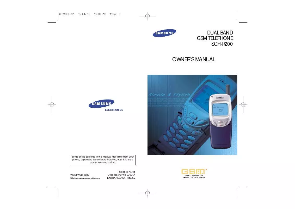 Mode d'emploi SAMSUNG SGH-R200