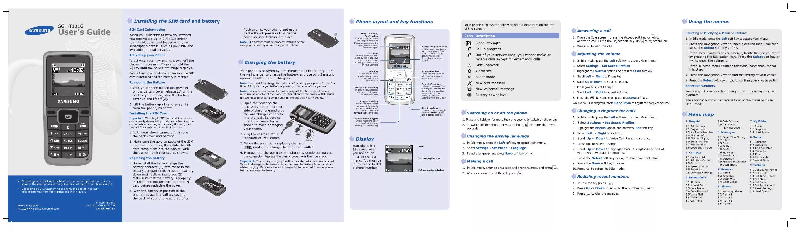 Mode d'emploi SAMSUNG SGH-T101G