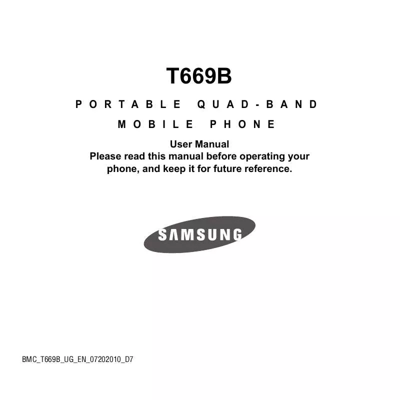 Mode d'emploi SAMSUNG SGH-T669B