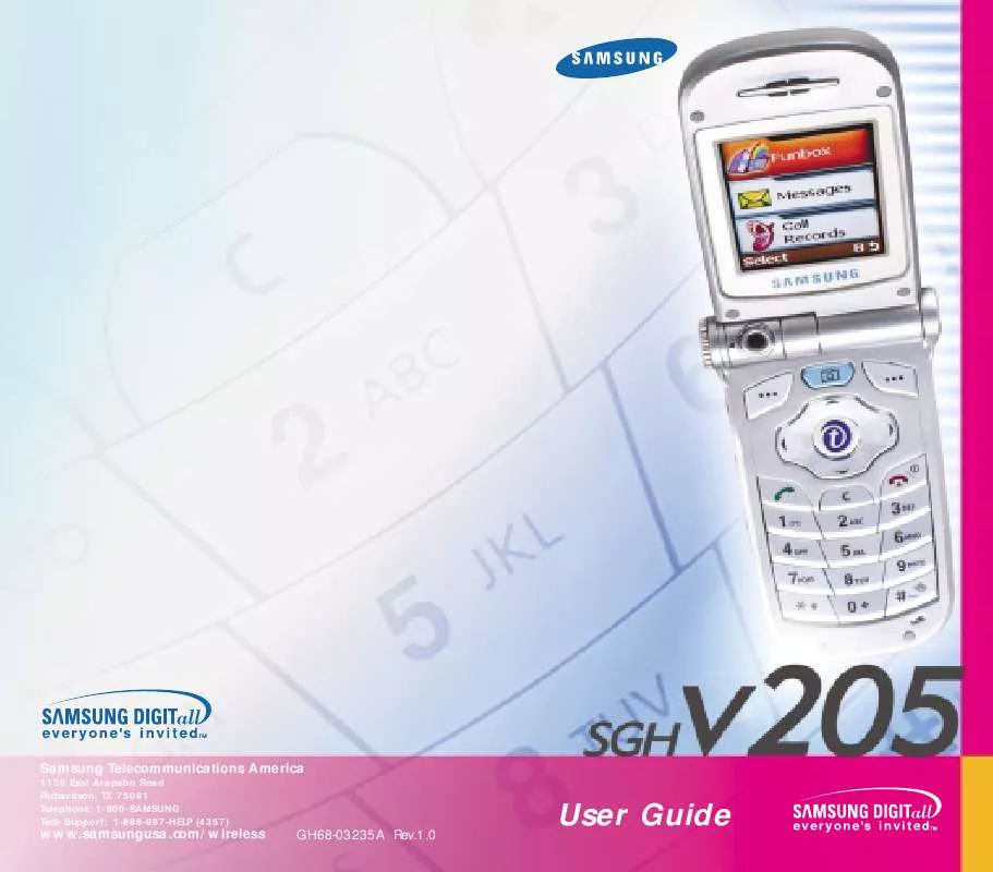 Mode d'emploi SAMSUNG SGH-V205