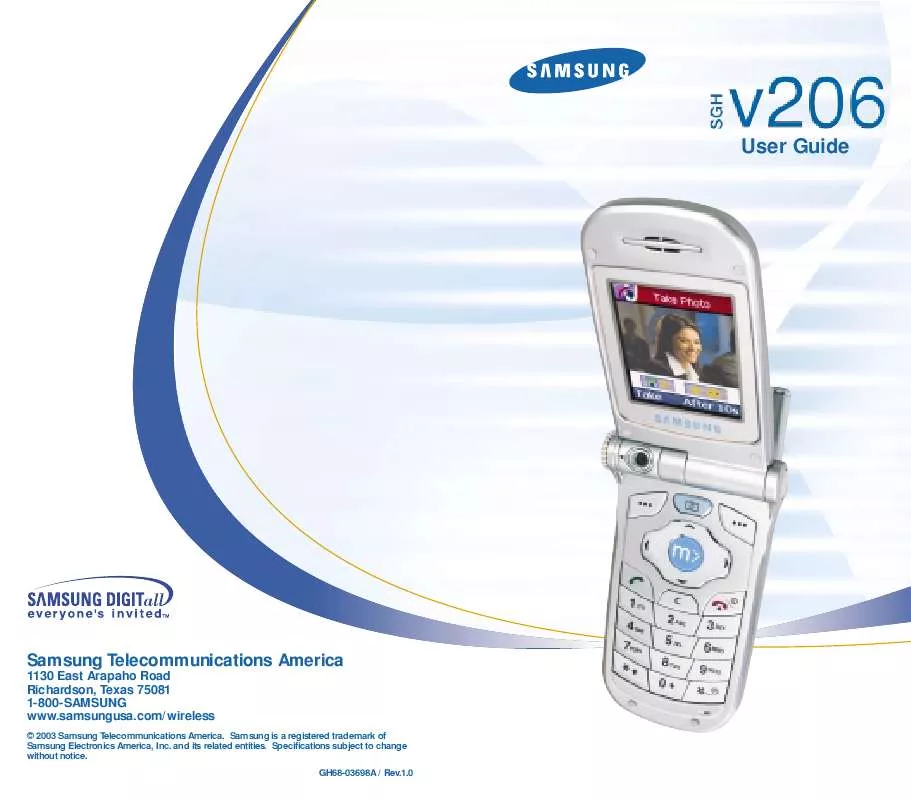 Mode d'emploi SAMSUNG SGH-V206