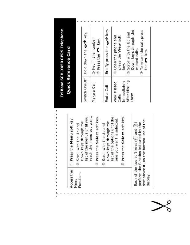 Mode d'emploi SAMSUNG SGH-X450T