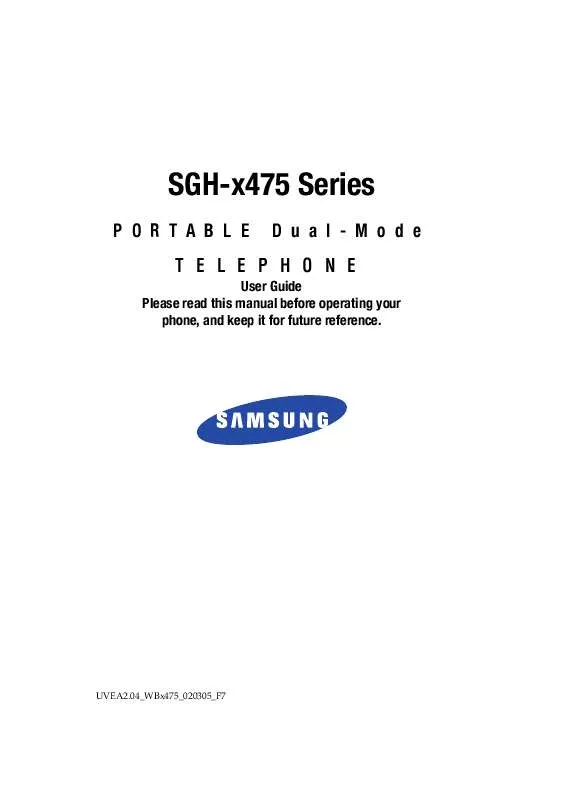 Mode d'emploi SAMSUNG SGH-X475