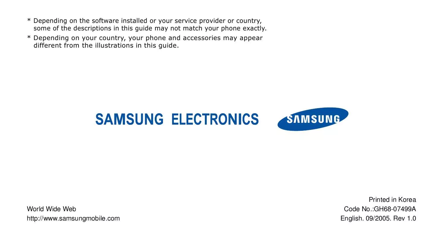 Mode d'emploi SAMSUNG SGH-X800