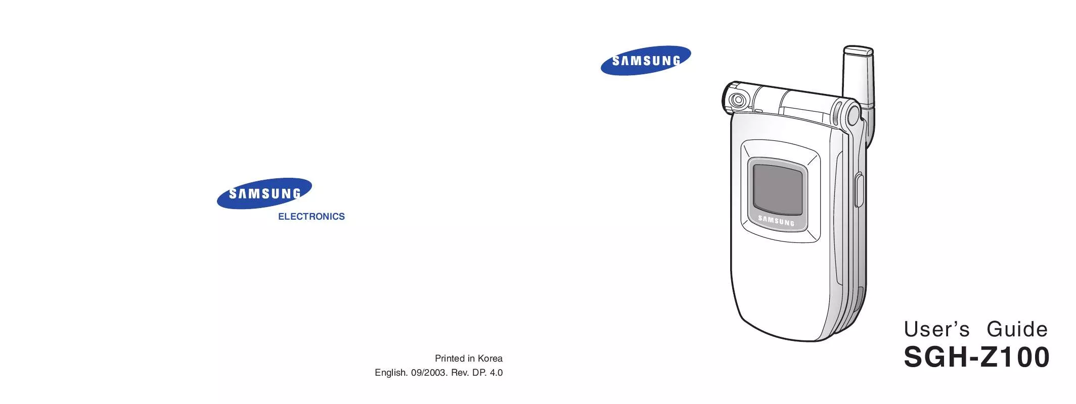 Mode d'emploi SAMSUNG SGH-Z100