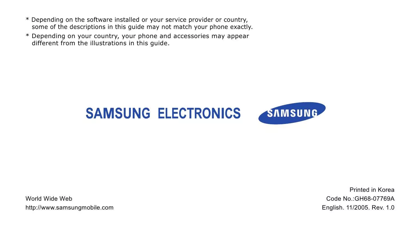 Mode d'emploi SAMSUNG SGH-Z320I