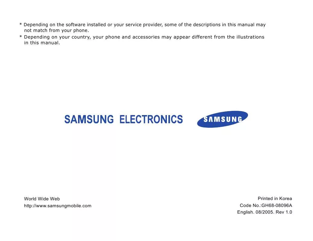 Mode d'emploi SAMSUNG SGH-Z500