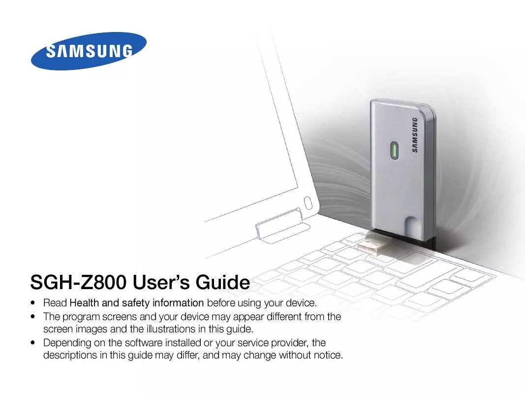 Mode d'emploi SAMSUNG SGH-Z800