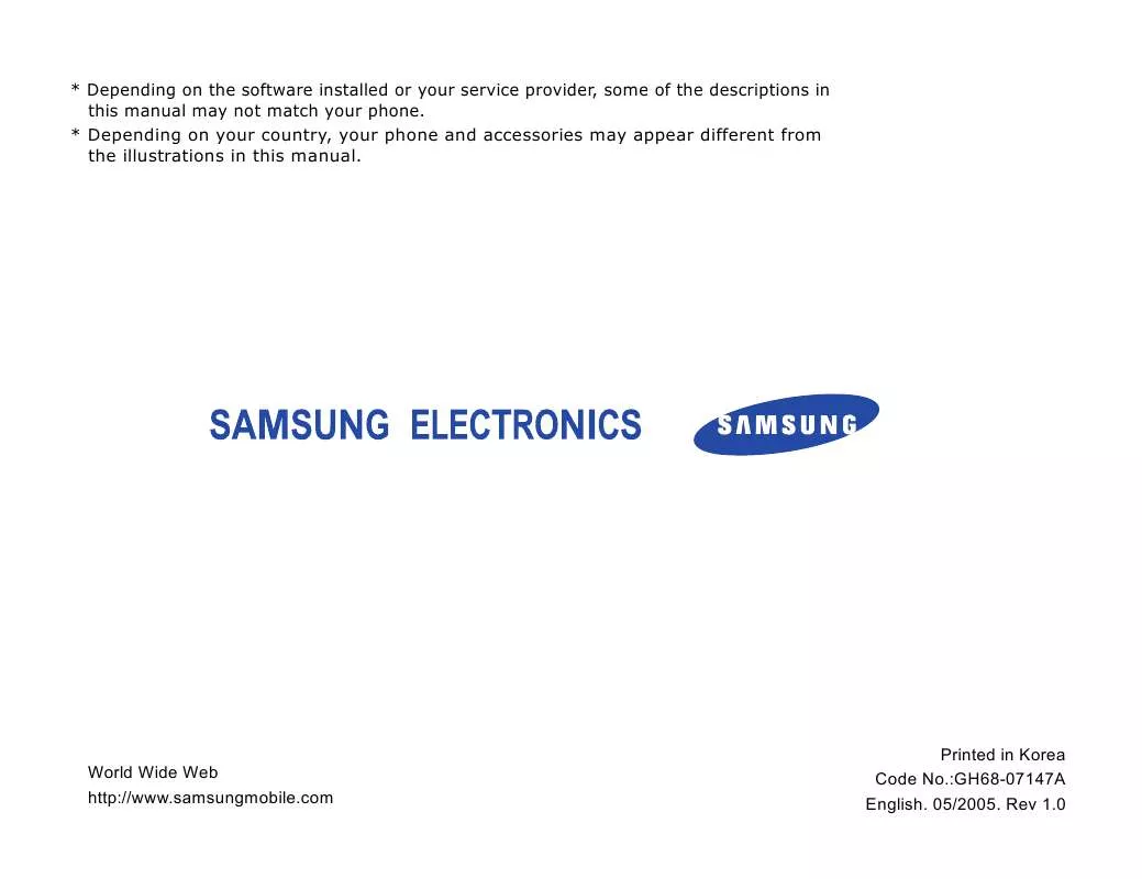 Mode d'emploi SAMSUNG SGH-ZM60