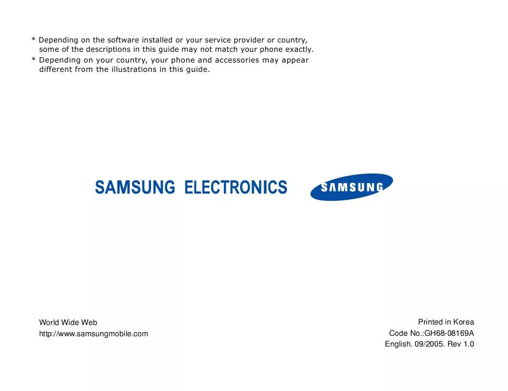 Mode d'emploi SAMSUNG SGH-ZV10