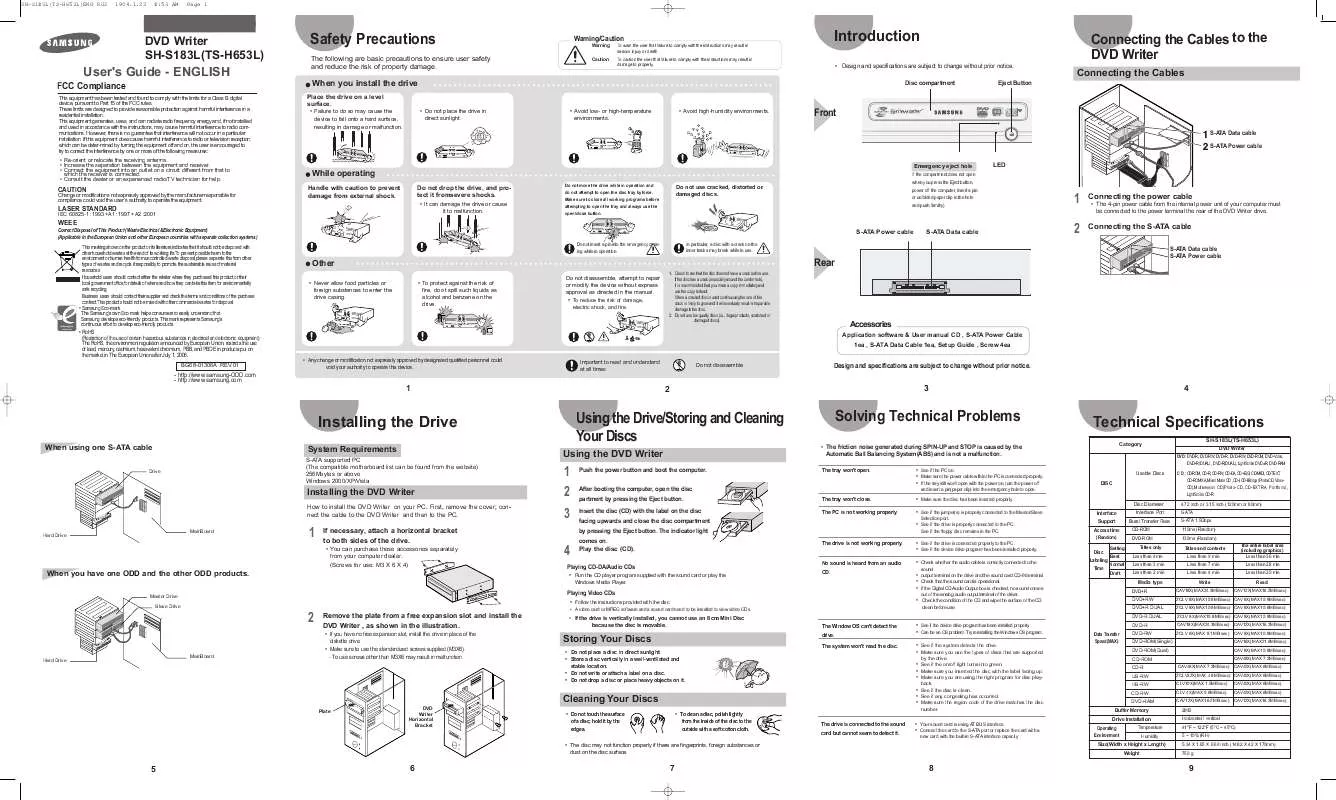 Mode d'emploi SAMSUNG SH-S183L